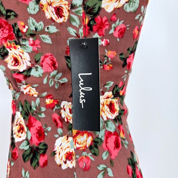 Lulus Dress Womens Small Terracotta Floral Maxi Back Zip Lined Beach Resort New - Picture 3 of 15